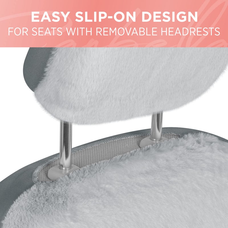 Carbella 2-Pack Sheepskin Car Seat Covers  Soft Plush Comfy Faux Fur Car Seat Covers Front Seats  Cute Automotive Seat Protectors Seat Covers For Cars  Car Accessories for Women (Gray) - Image 5
